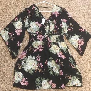 NWT lace up floral dress